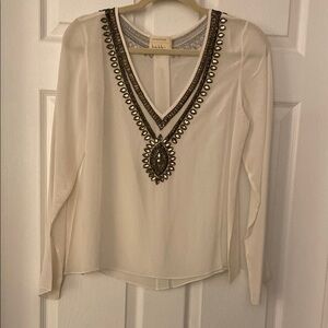 Embellished silk Cream Blouse
